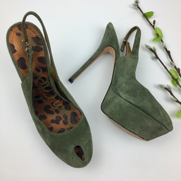 Sam Edelman Shoes - SAM EDELMAN Green SUEDE Novato Heels Size 9.5